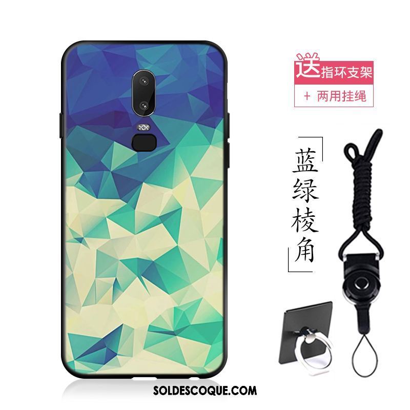 Coque Oneplus 6 Délavé En Daim Grand Noir Vintage Marque De Tendance Pas Cher