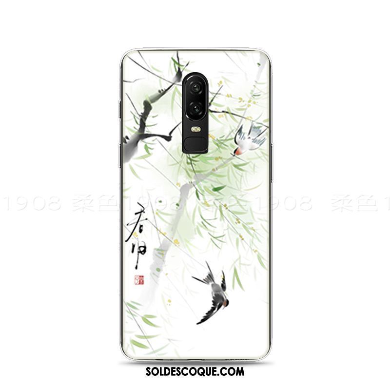 Coque Oneplus 6 Incassable Tout Compris Vert Couleur Art Soldes