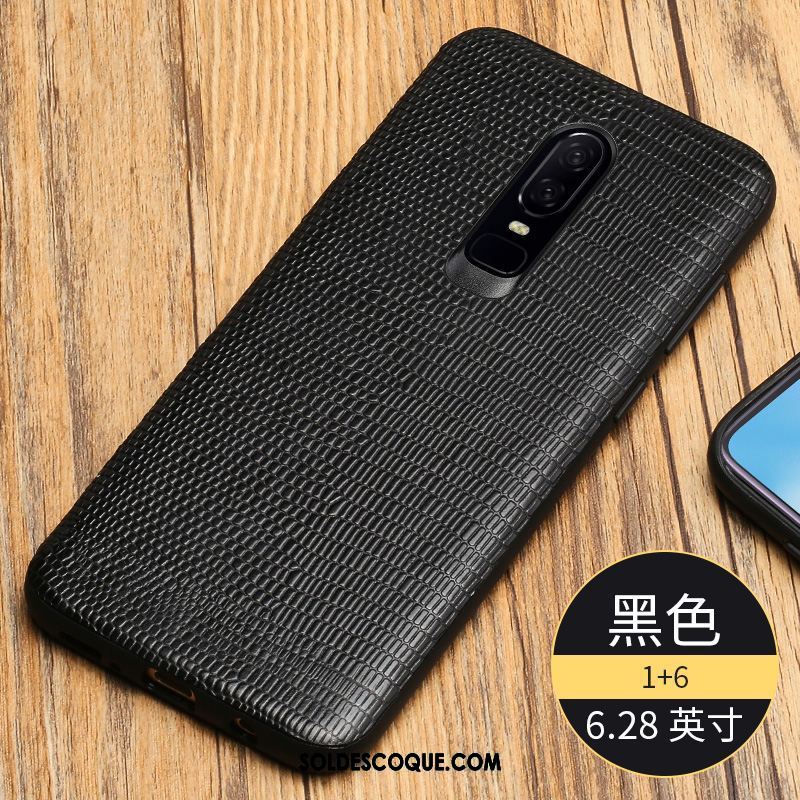 Coque Oneplus 6 Noir Étui Bordure Étui En Cuir Luxe Pas Cher