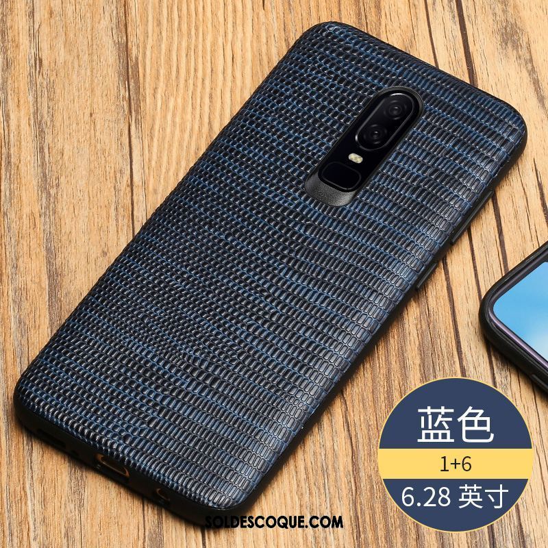 Coque Oneplus 6 Noir Étui Bordure Étui En Cuir Luxe Pas Cher