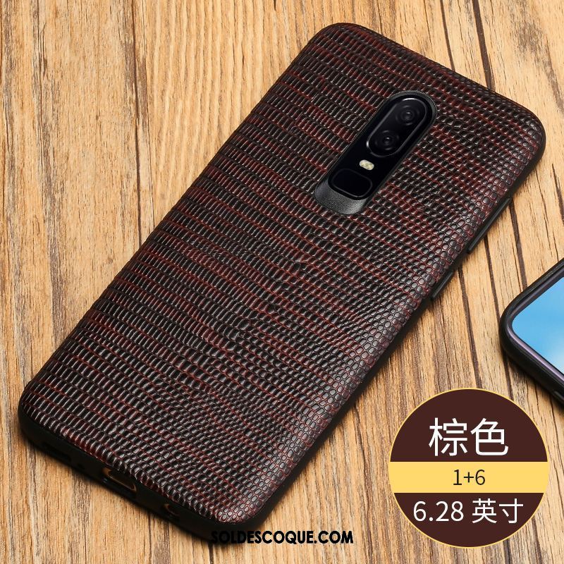 Coque Oneplus 6 Noir Étui Bordure Étui En Cuir Luxe Pas Cher