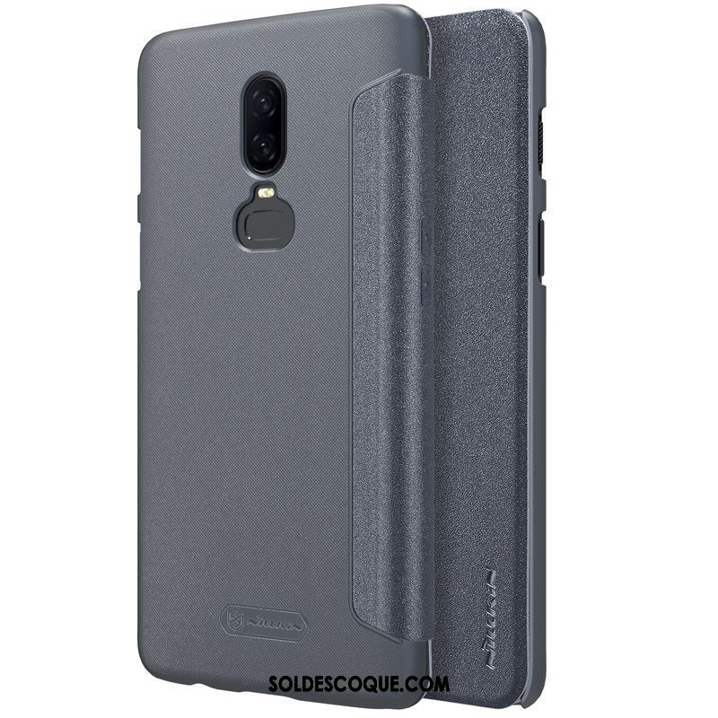 Coque Oneplus 6 Or Étui En Cuir Protection Téléphone Portable Délavé En Daim En Vente