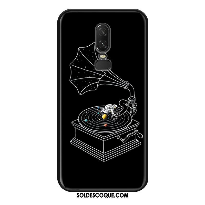 Coque Oneplus 6 Silicone Noir Simple Dessin Animé Étui Pas Cher