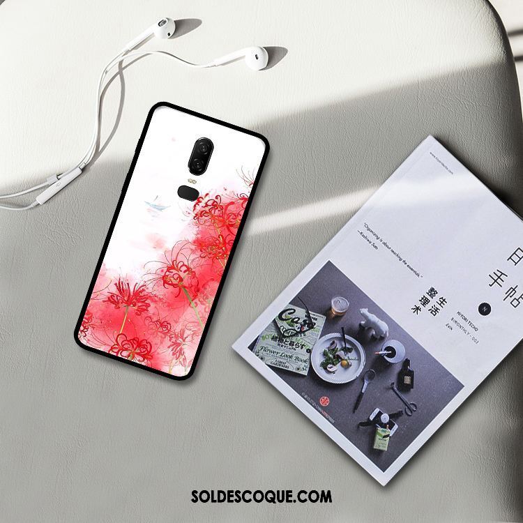 Coque Oneplus 6 Style Chinois Art Téléphone Portable Fleur Verre Trempé En Vente
