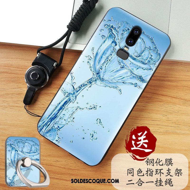 Coque Oneplus 6 Tout Compris Fluide Doux Bleu Personnalité Téléphone Portable Housse En Ligne