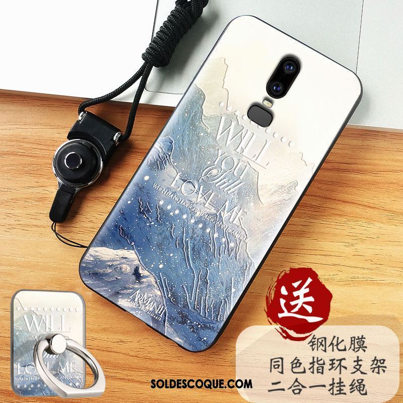 Coque Oneplus 6 Tout Compris Fluide Doux Bleu Personnalité Téléphone Portable Housse En Ligne