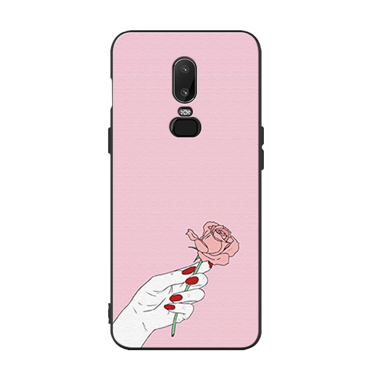 Coque Oneplus 6 Tout Compris Ornements Suspendus Rose Cœur Téléphone Portable En Vente