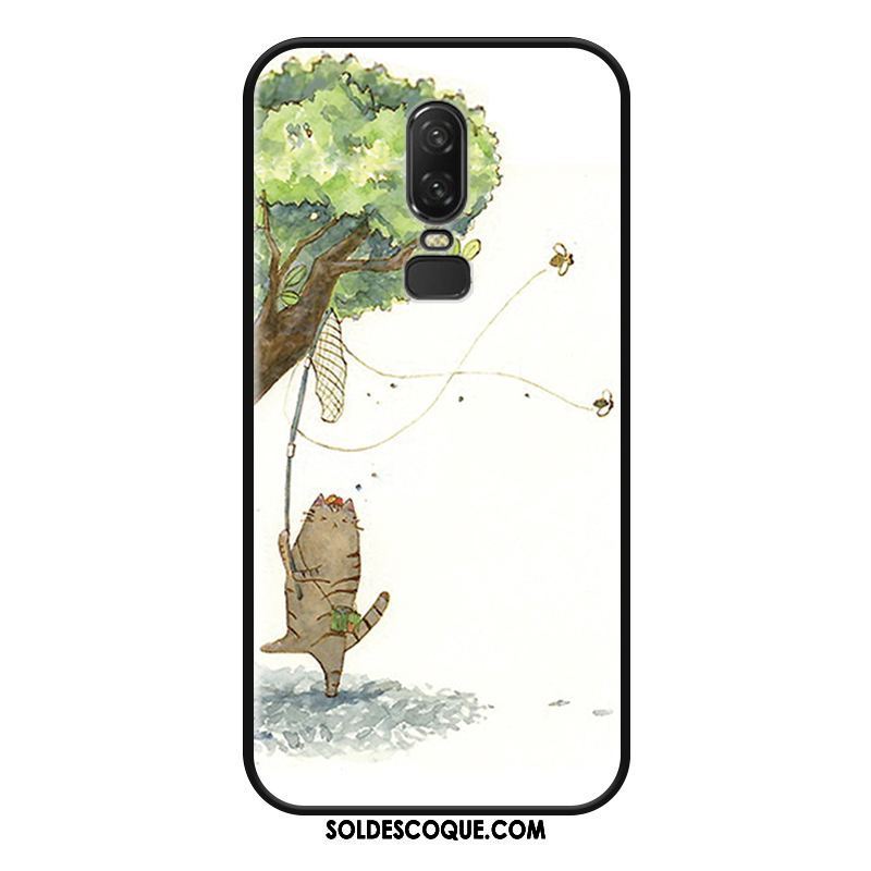 Coque Oneplus 6 Téléphone Portable Frais Étui Blanc Délavé En Daim Pas Cher