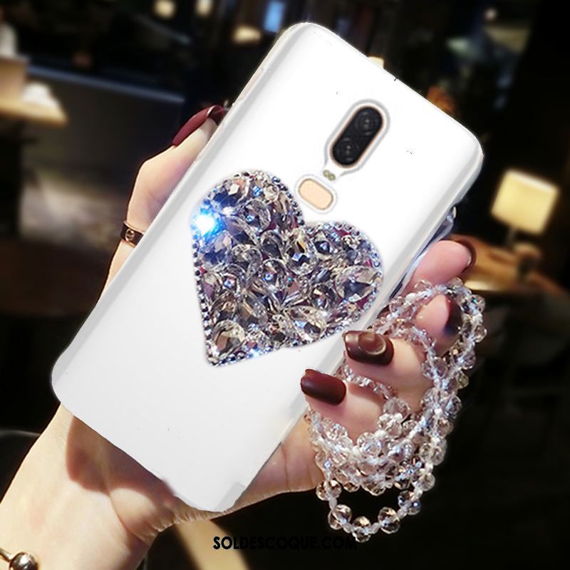 Coque Oneplus 6 Téléphone Portable Incassable Étui Strass Blanc En Vente