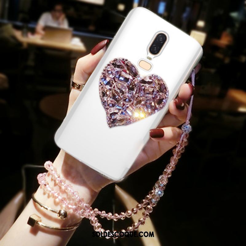 Coque Oneplus 6 Téléphone Portable Incassable Étui Strass Blanc En Vente