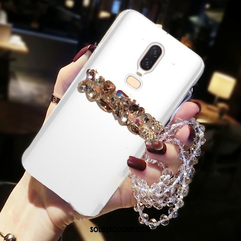 Coque Oneplus 6 Téléphone Portable Incassable Étui Strass Blanc En Vente