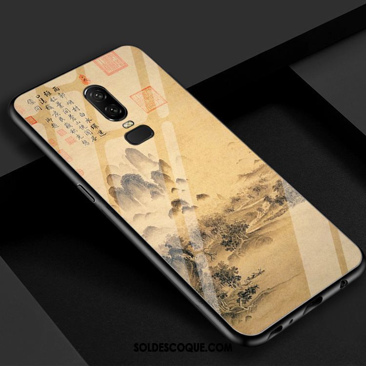 Coque Oneplus 6 Téléphone Portable Protection Art Verre Trempé Vintage Housse En Vente