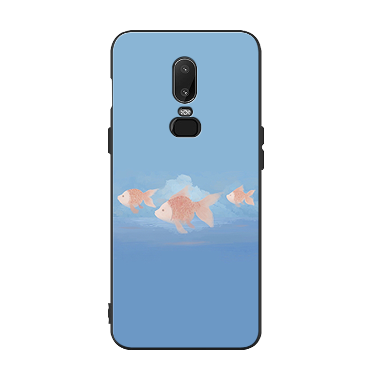 Coque Oneplus 6 Téléphone Portable Silicone Noir Étui Bleu Pas Cher