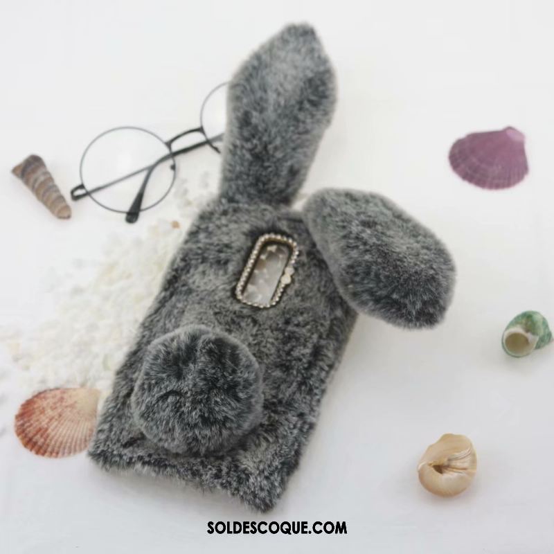 Coque Oneplus 6t Fluide Doux Charmant Peluche Gris Téléphone Portable France