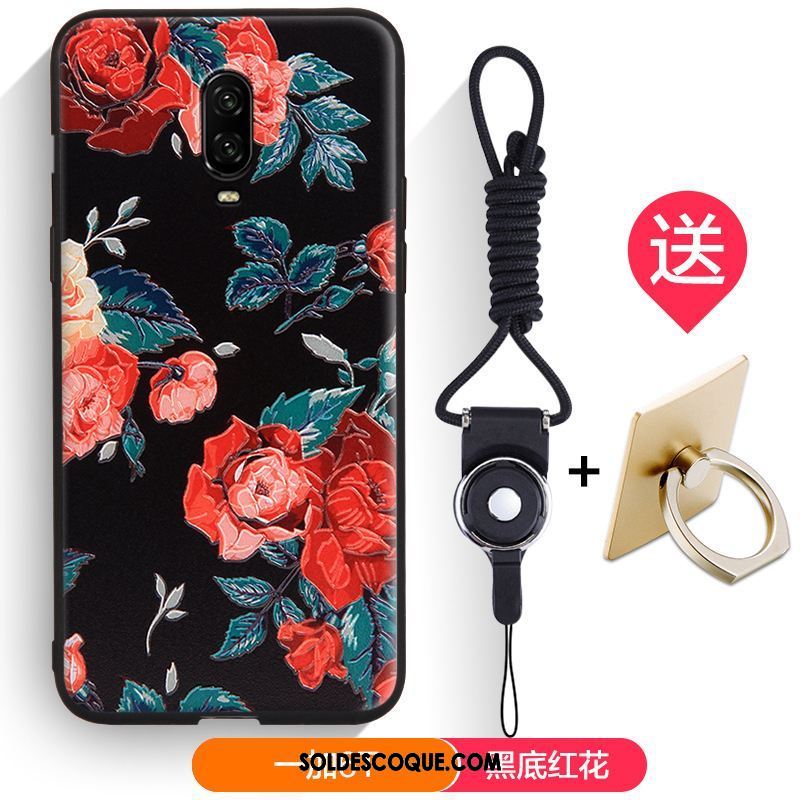 Coque Oneplus 6t Jours Noir Créatif Gaufrage Silicone Soldes