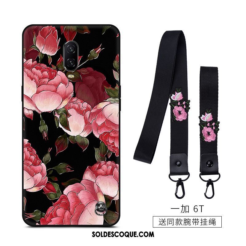 Coque Oneplus 6t Simple Rose Fluide Doux Vintage Frais Soldes