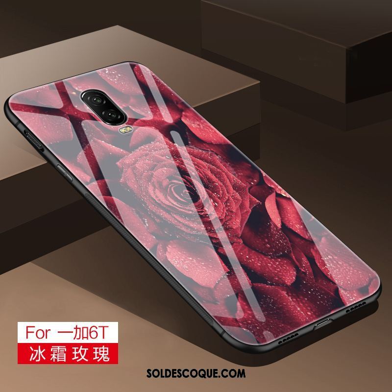 Coque Oneplus 6t Tendance Simple Net Rouge Personnalité Étui Housse Soldes