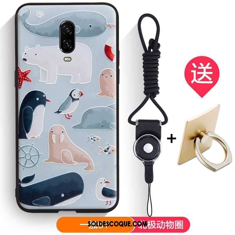 Coque Oneplus 6t Téléphone Portable Étui Gaufrage Fluide Doux Protection France