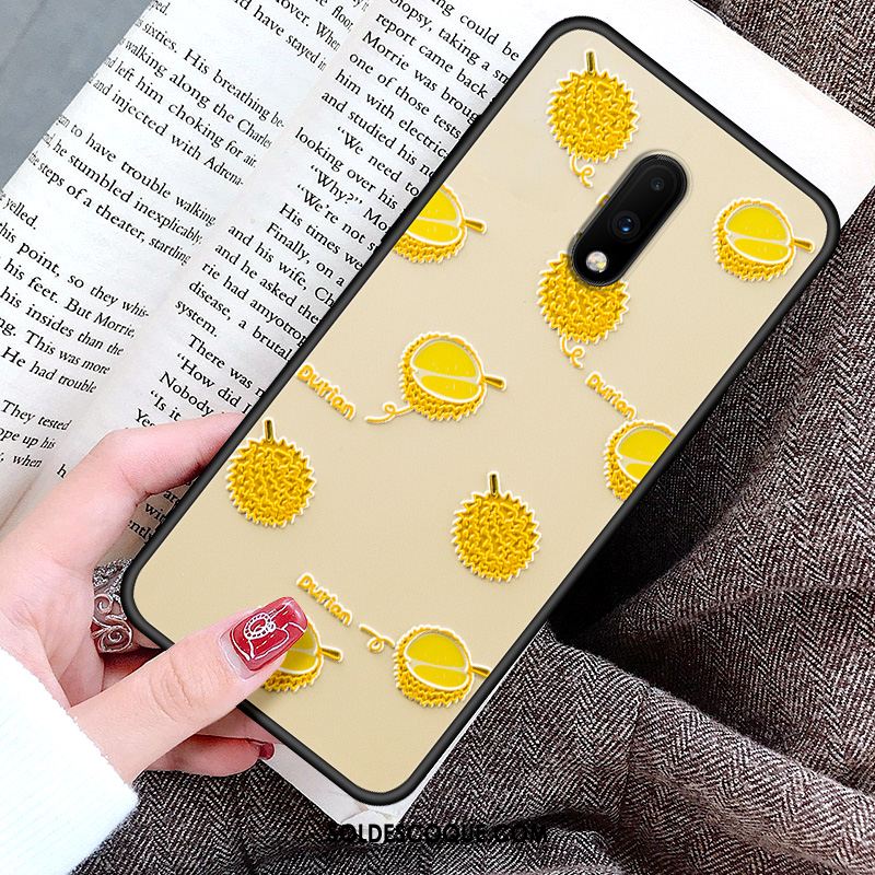 Coque Oneplus 7 Net Rouge Téléphone Portable Dessin Animé Délavé En Daim Jaune Soldes