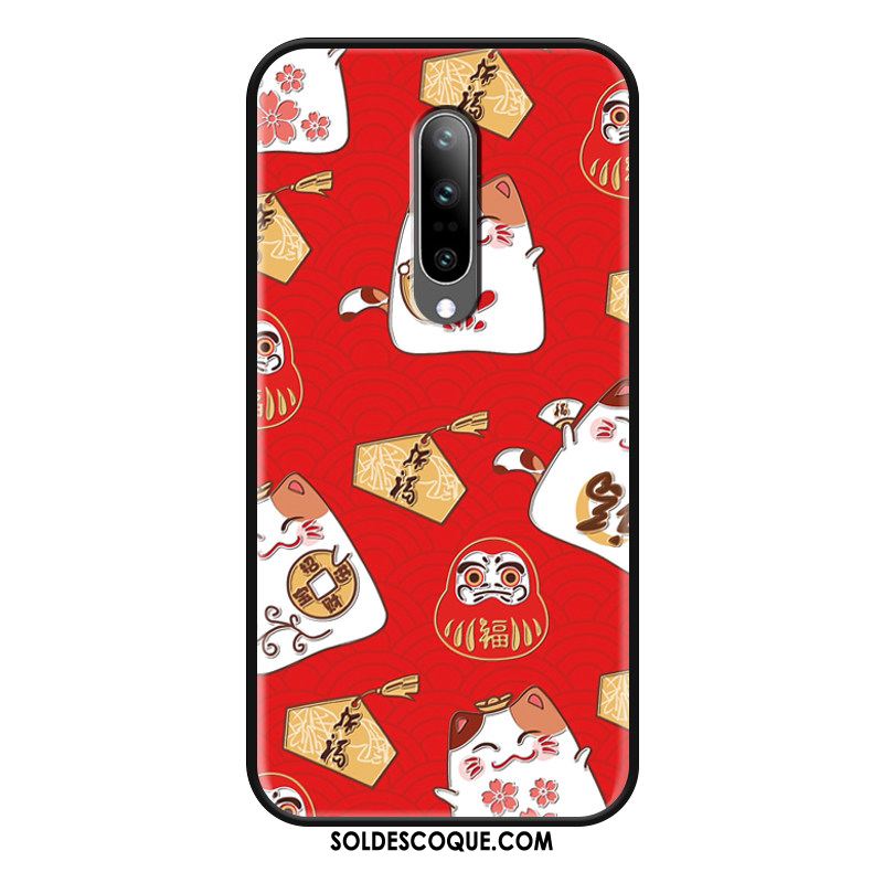 Coque Oneplus 7 Pro Chat Rouge Charmant Fluide Doux Étui Pas Cher