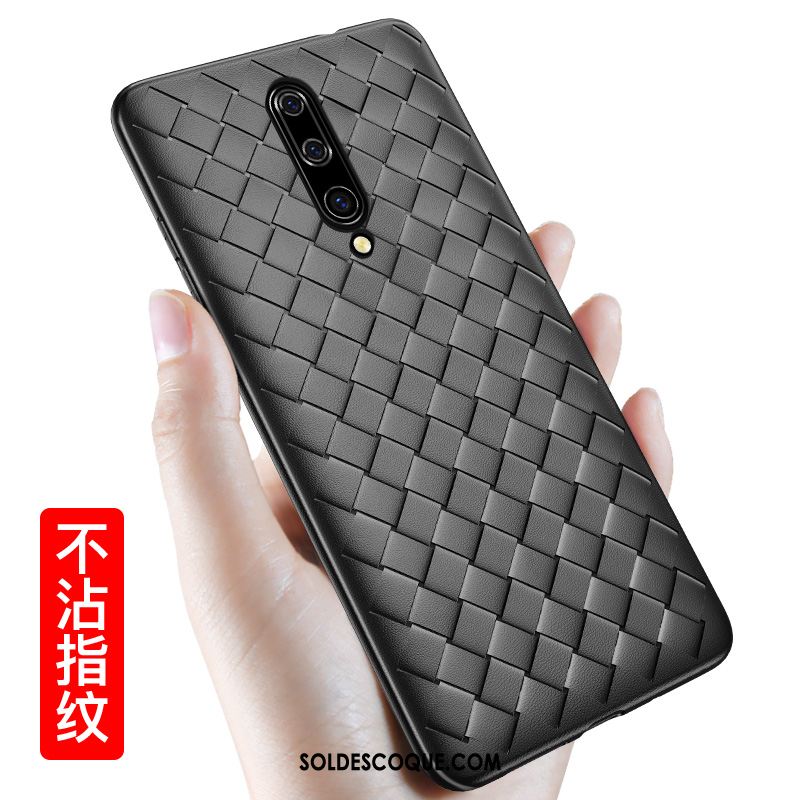 Coque Oneplus 7 Pro Fluide Doux Étui Tissage Silicone Noir Pas Cher