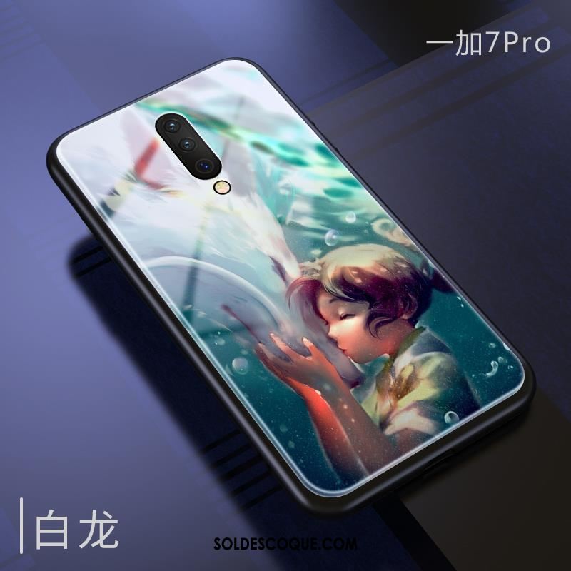 Coque Oneplus 7 Pro Vert Créatif Verre Marque De Tendance Protection Pas Cher