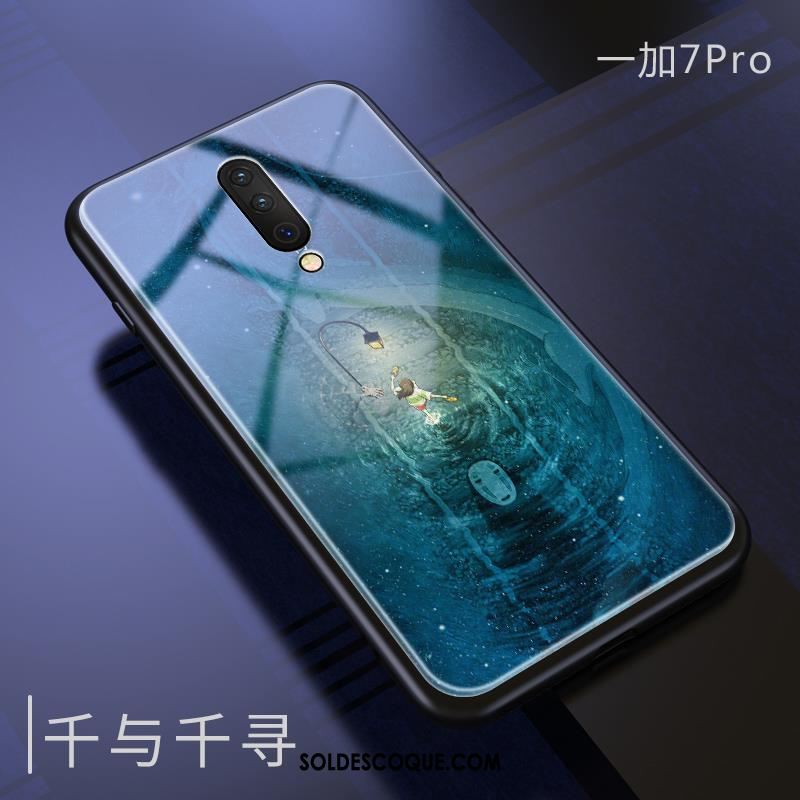 Coque Oneplus 7 Pro Vert Créatif Verre Marque De Tendance Protection Pas Cher