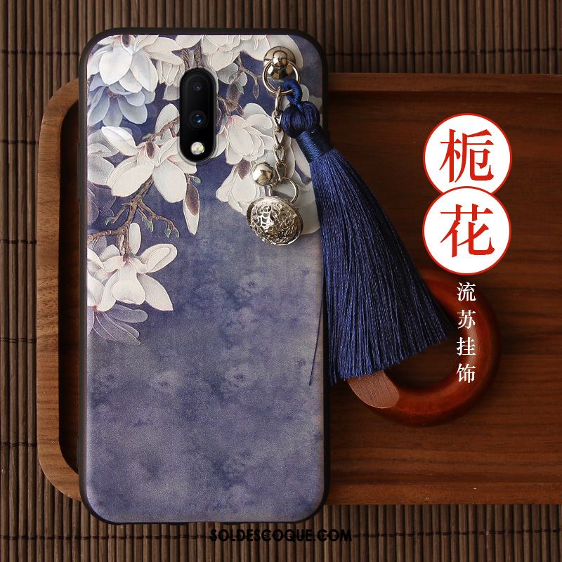 Coque Oneplus 7 Style Chinois Silicone Tout Compris Délavé En Daim Violet En Ligne