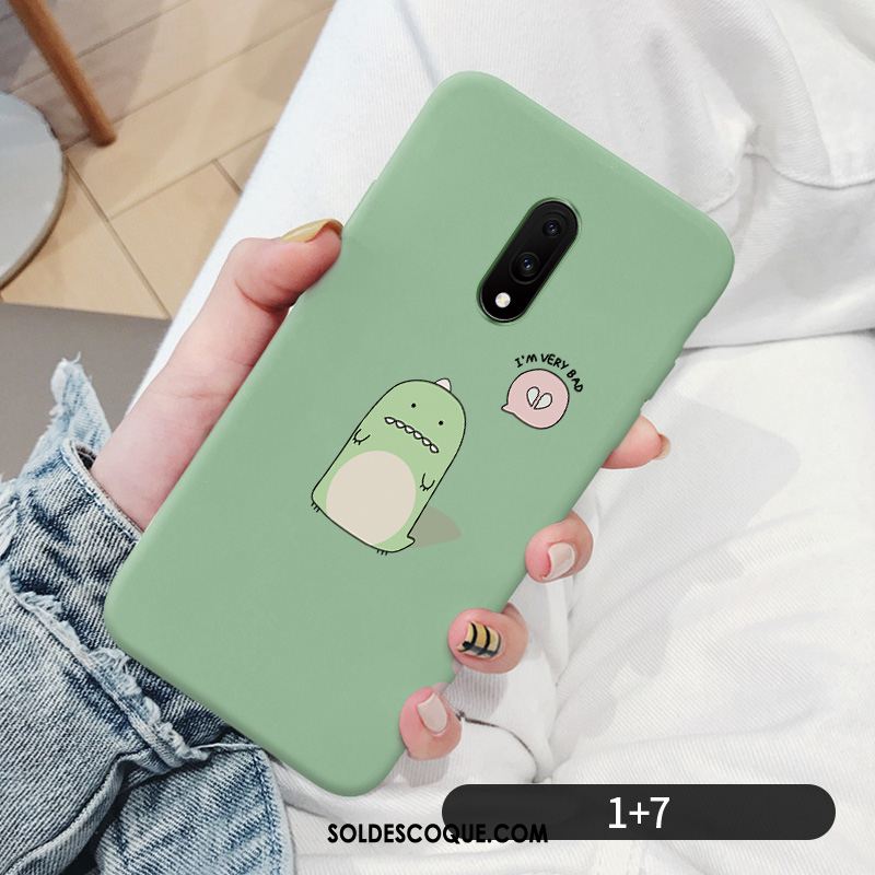 Coque Oneplus 7 Très Mince Net Rouge Dessin Animé Vert Petit Housse France