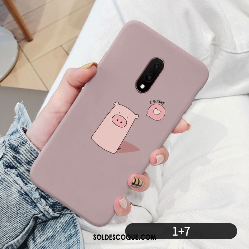 Coque Oneplus 7 Très Mince Net Rouge Dessin Animé Vert Petit Housse France