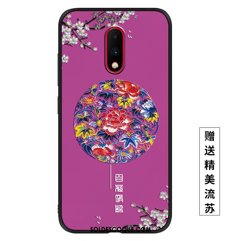 Coque Oneplus 7 Violet Très Mince Créatif Vent Téléphone Portable Housse En Vente