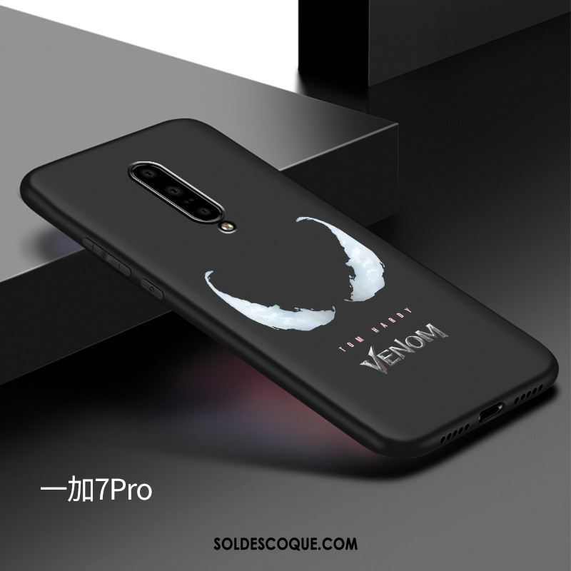 Coque Oneplus 7 Étui Délavé En Daim Silicone Noir Tout Compris Pas Cher