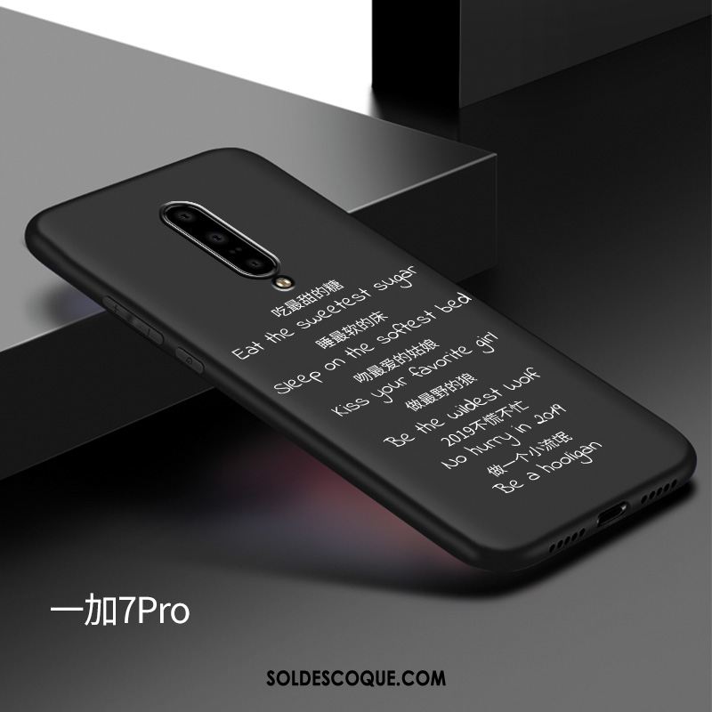 Coque Oneplus 7 Étui Délavé En Daim Silicone Noir Tout Compris Pas Cher