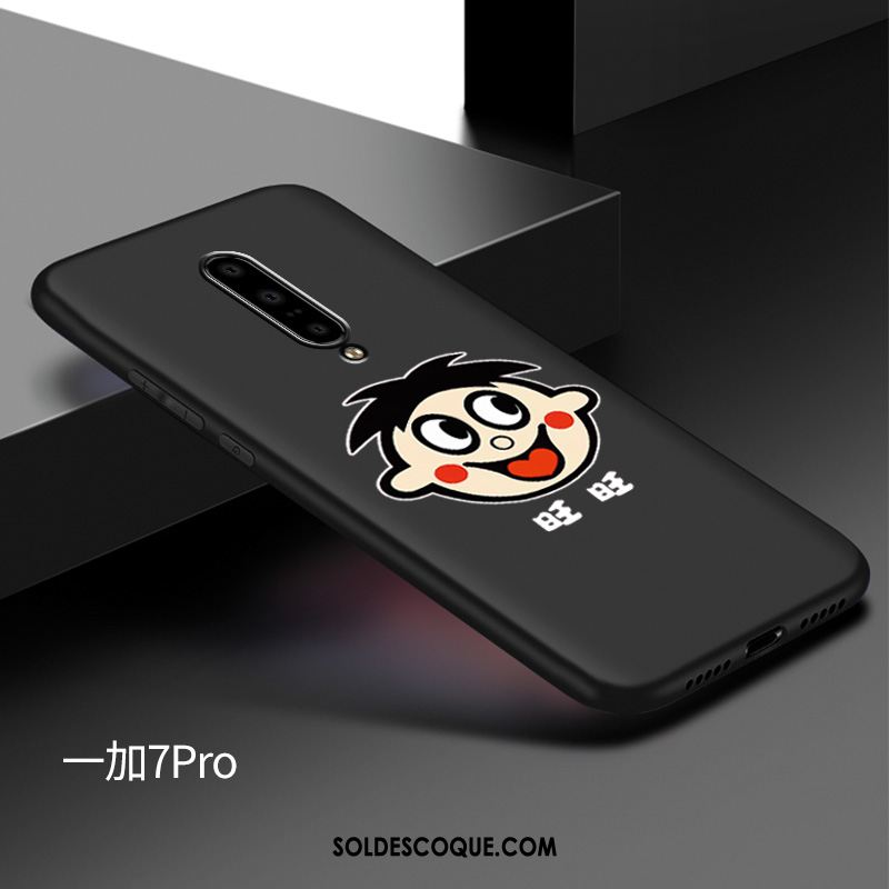 Coque Oneplus 7 Étui Délavé En Daim Silicone Noir Tout Compris Pas Cher