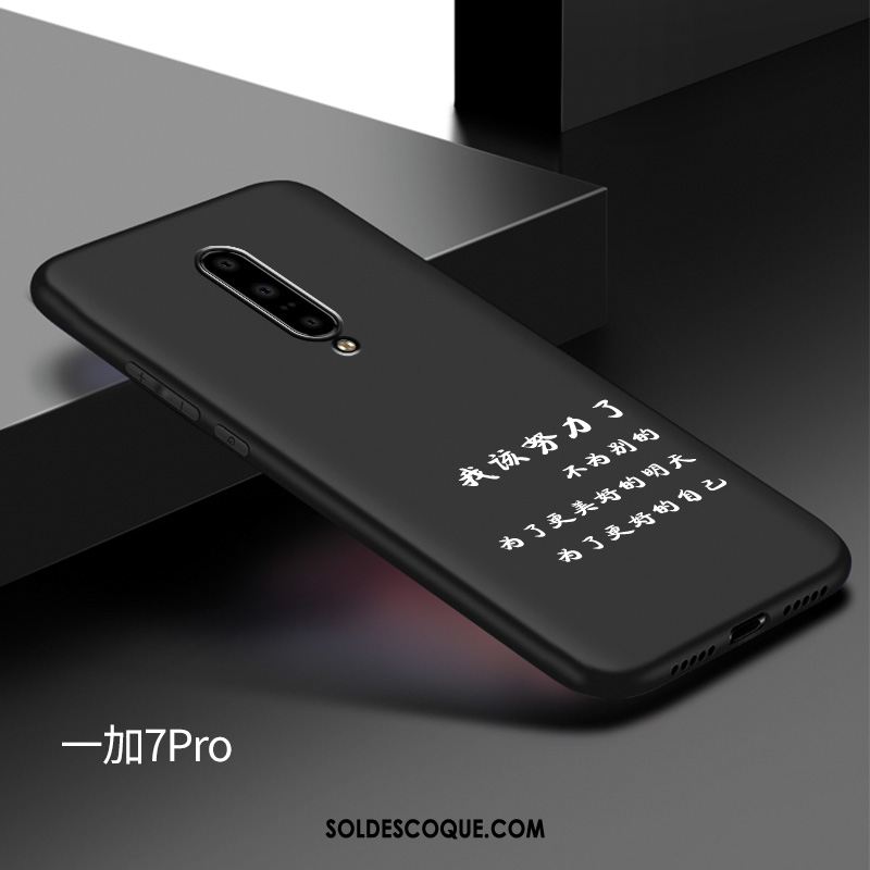 Coque Oneplus 7 Étui Délavé En Daim Silicone Noir Tout Compris Pas Cher