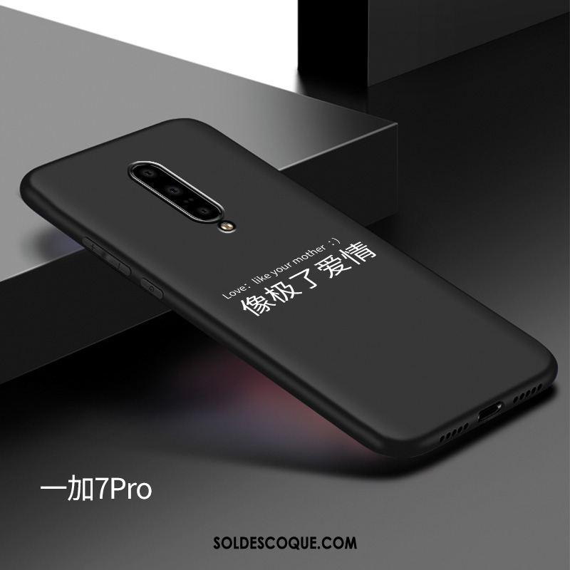 Coque Oneplus 7 Étui Délavé En Daim Silicone Noir Tout Compris Pas Cher