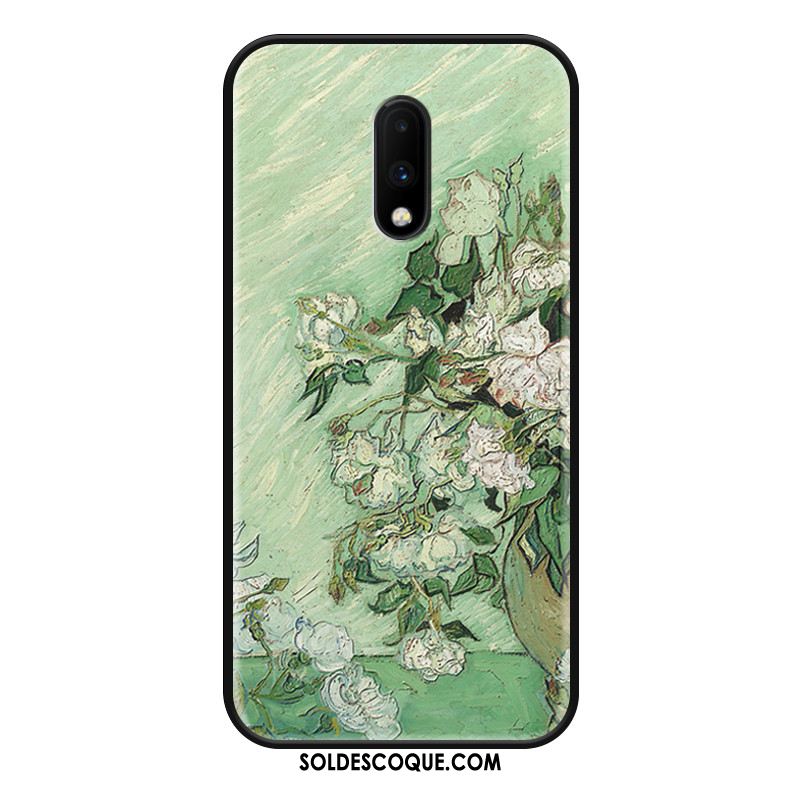 Coque Oneplus 7 Étui Vert Vintage Blanc Style Chinois En Vente