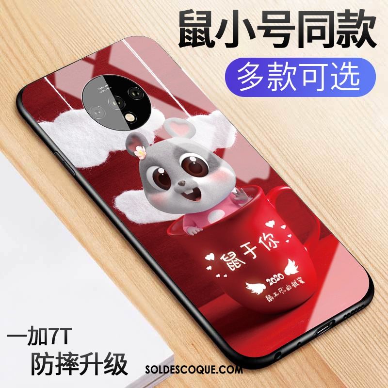 Coque Oneplus 7t Dessin Animé Rouge Verre Silicone Petit En Ligne