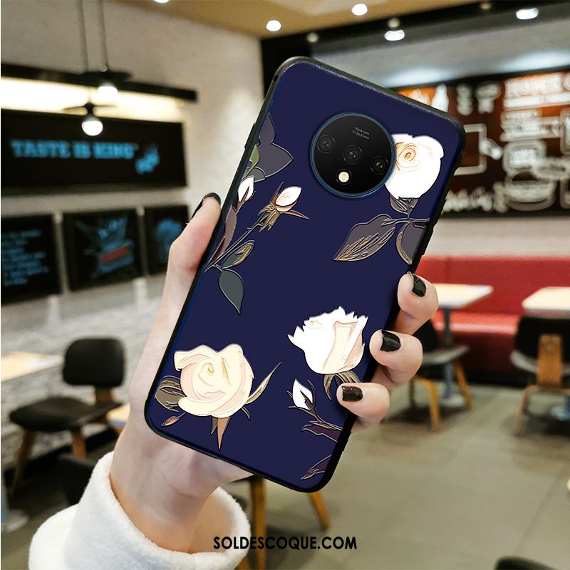 Coque Oneplus 7t Fluide Doux Fleur Protection Étui Gaufrage Pas Cher