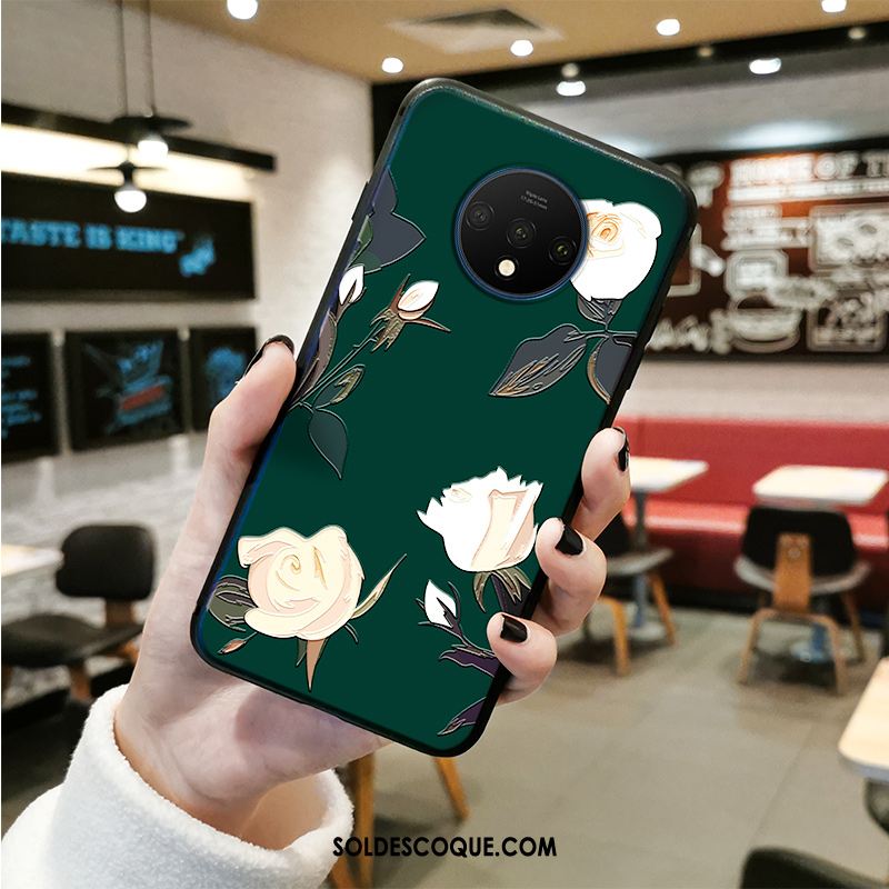 Coque Oneplus 7t Fluide Doux Fleur Protection Étui Gaufrage Pas Cher