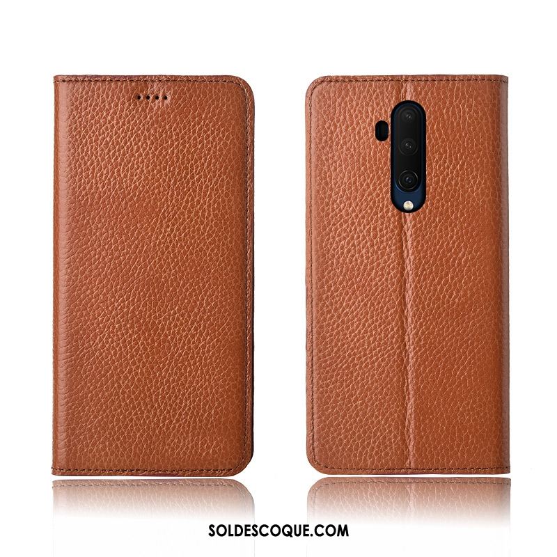 Coque Oneplus 7t Pro Cuir Véritable Incassable Protection Fluide Doux Étui En Cuir Pas Cher