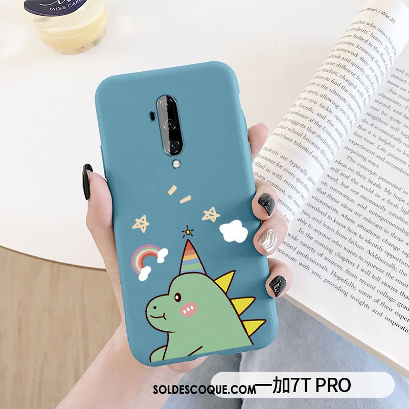 Coque Oneplus 7t Pro Dessin Animé Silicone Bleu Fluide Doux Arc En Ciel Pas Cher