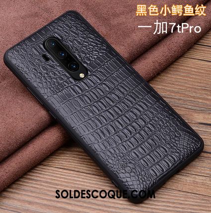 Coque Oneplus 7t Pro Incassable Étui En Cuir Très Mince Téléphone Portable Cuir Véritable Housse Pas Cher