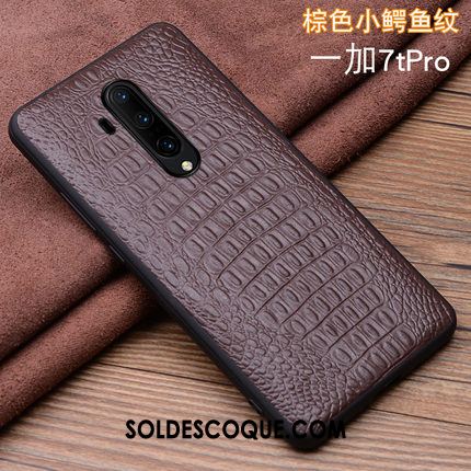 Coque Oneplus 7t Pro Incassable Étui En Cuir Très Mince Téléphone Portable Cuir Véritable Housse Pas Cher