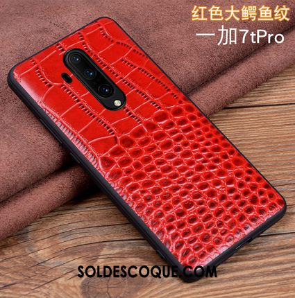 Coque Oneplus 7t Pro Incassable Étui En Cuir Très Mince Téléphone Portable Cuir Véritable Housse Pas Cher