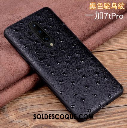 Coque Oneplus 7t Pro Incassable Étui En Cuir Très Mince Téléphone Portable Cuir Véritable Housse Pas Cher