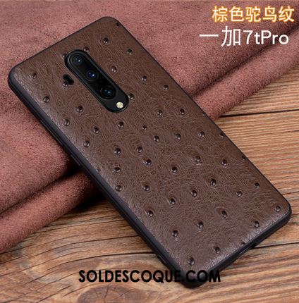 Coque Oneplus 7t Pro Incassable Étui En Cuir Très Mince Téléphone Portable Cuir Véritable Housse Pas Cher