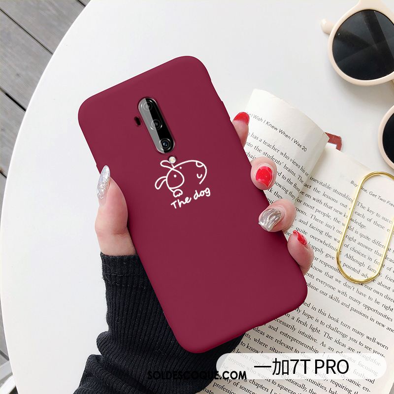 Coque Oneplus 7t Pro Net Rouge Fluide Doux Dessin Animé Tout Compris Étui Housse Pas Cher