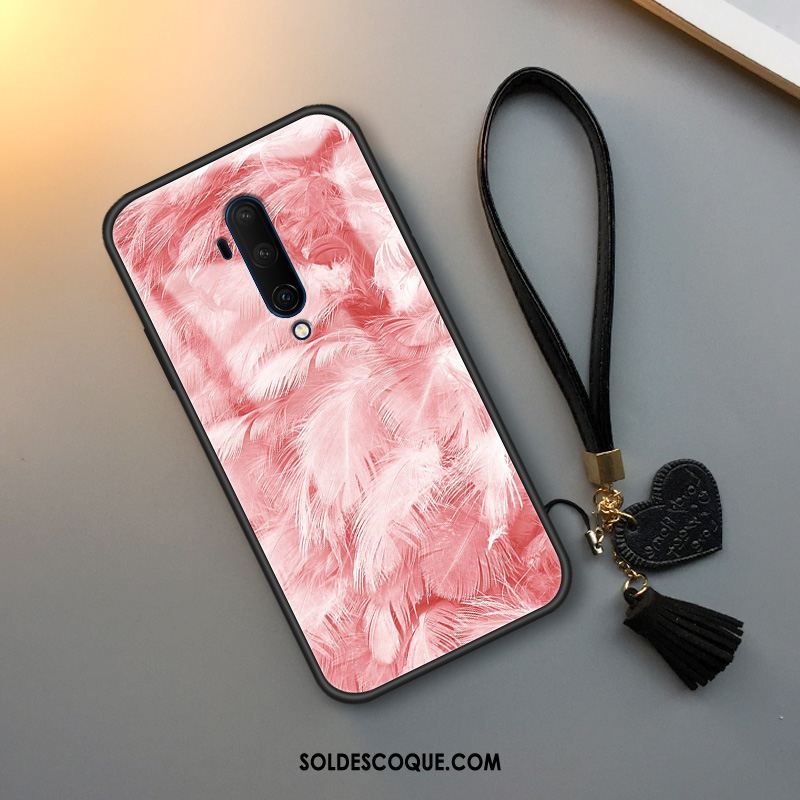 Coque Oneplus 7t Pro Rose Plume Protection Vent Étui En Ligne