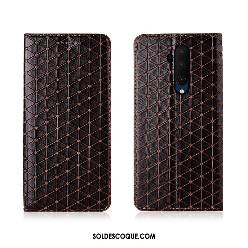 Coque Oneplus 7t Pro Étui En Cuir Incassable Téléphone Portable Plaid Clamshell Pas Cher